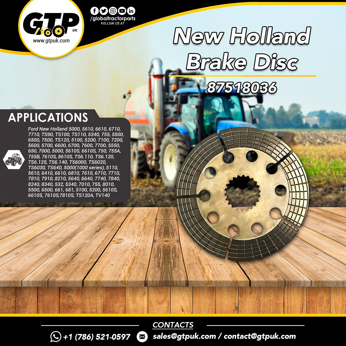 New Holland Brake Disc - 87518036 Parts for New Holland and Ford